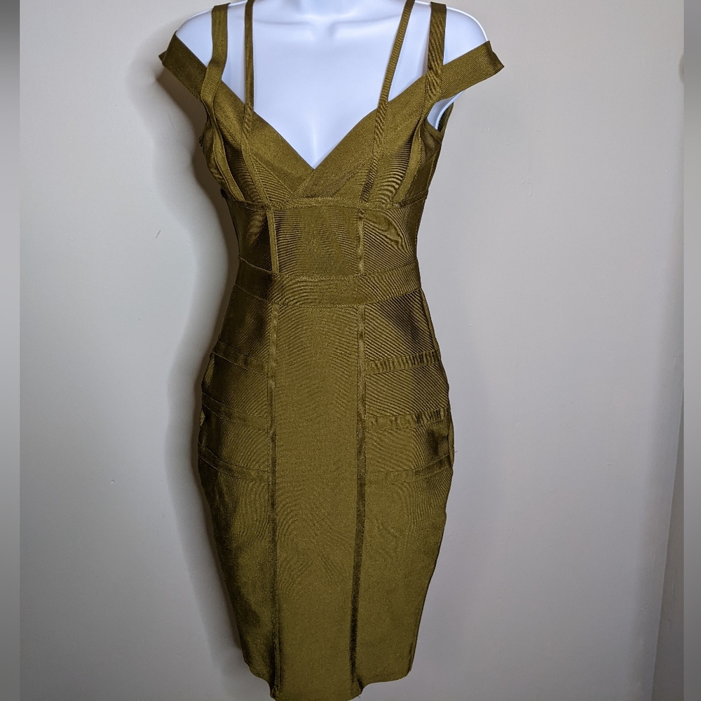 Olive Bandage Midi Dress - Never Worn